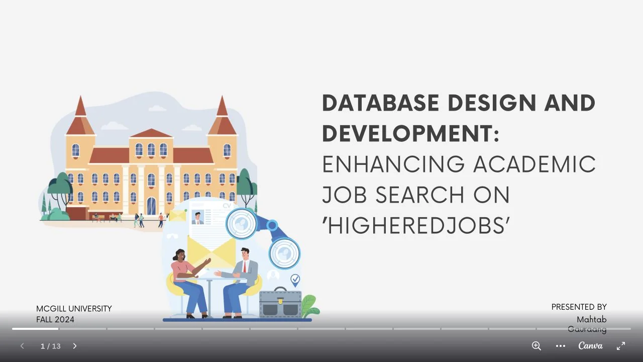 Opening slide for the Recruitment Database presentation